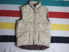 VTG 70s Oregon Trails Beige Brown Lodge USA Talon Camp Puffer Vest Mens S