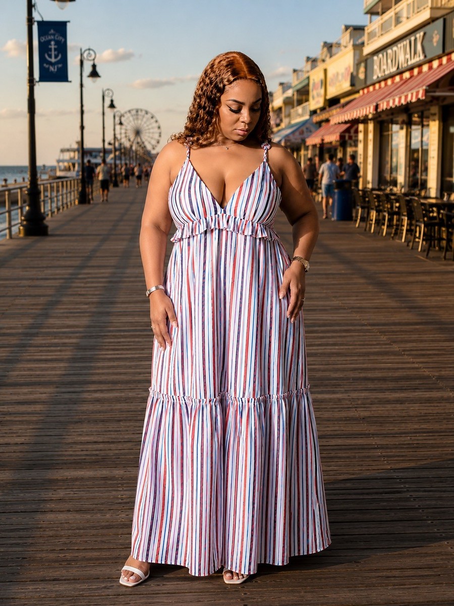 midi beach cover up dresses Halter BACKLESS plunge neck midi cocktail+beach cover up dress 3XL / African kente/wax print main image 0