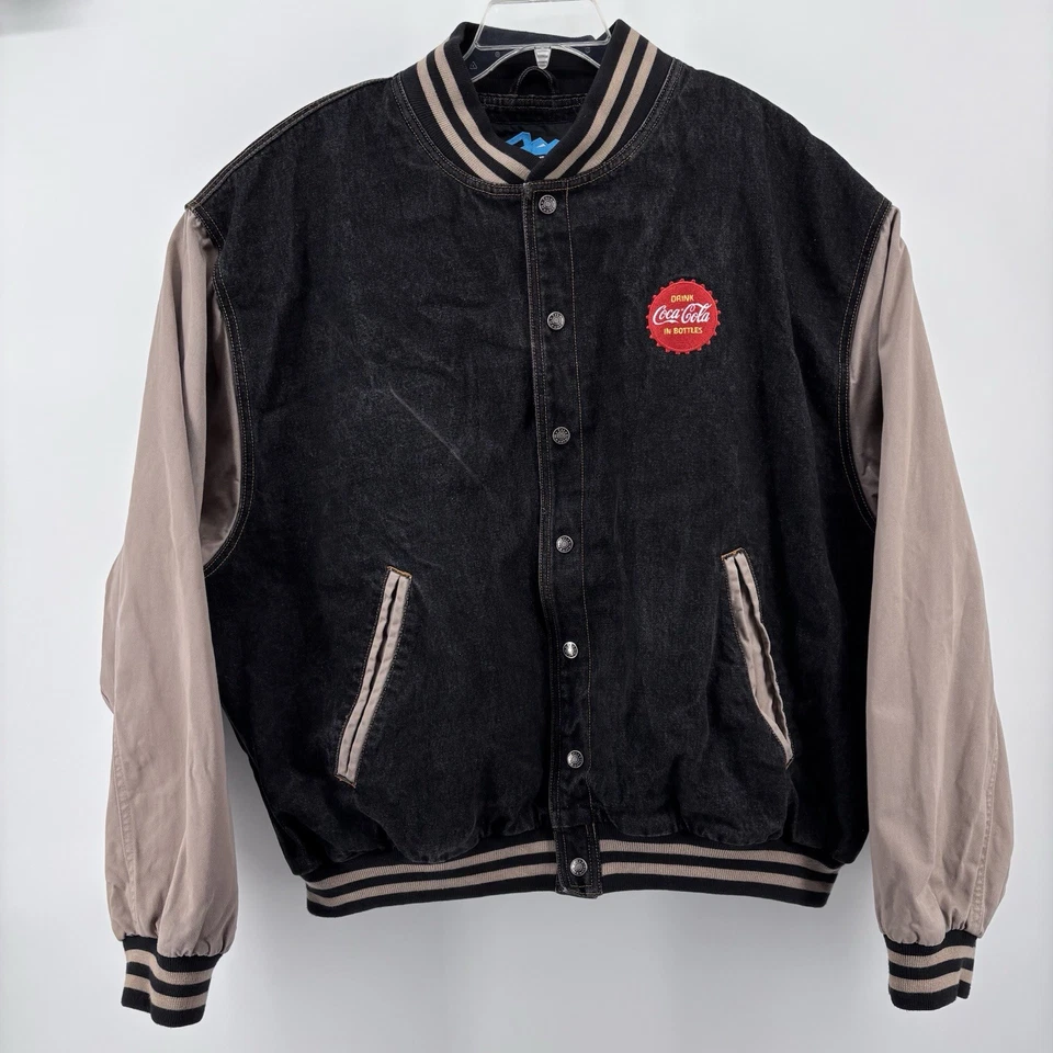 Chaqueta Universitaria Denim Coca Cola Años 90 De Colección Para Hombres 4XL Negra Tostada Logo Bombardero MUY RARA Foto 4 de 4