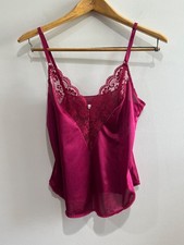 VTG Chantilly Maidenform Camisole Tank Womens M 36 Red V-Neck with Lace 80s