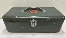 Vintage Simonsen Blue Metal Tacklebox Box With Handle & Tray Enamel Finish