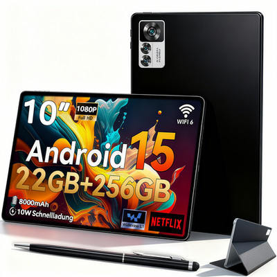 2025 Android 15 Tablet 22GB RAM +256GB ROM 10 Zoll 8000mAh Octa-Core 5G WiFi OTG