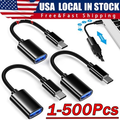 USB-C Type C Male to USB 3.0 Type A Female OTG Adapter Converter Cable Cord Lot
