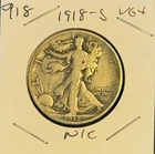 1918 S VG+ Not Common Walking Liberty Silver Half Dollar