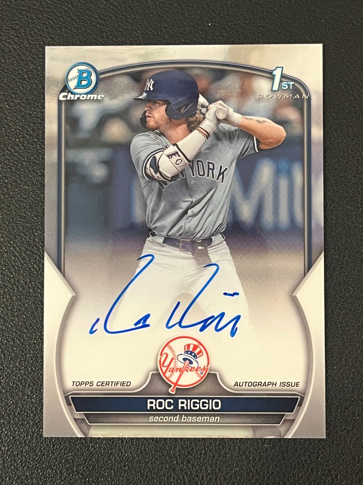 Roc Riggio 2023 Bowman Chrome 1st Auto Prospect Yankees