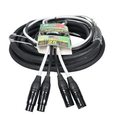 ProX XC-DXLR25 - 25 Ft. Balanced Dual XLR-M to Dual XLR-F High Performance Audio