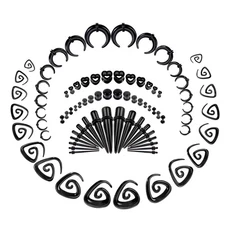 84Pcs Ear Stretching Kit 14G-00G Ear Gauge Stretching Kit Acrylic Septum Pinc...