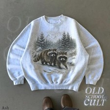 Retro Raccoon 90s Sweatshirt , Nature Vintage Wildlife Forest Crewneck, Boho Uni