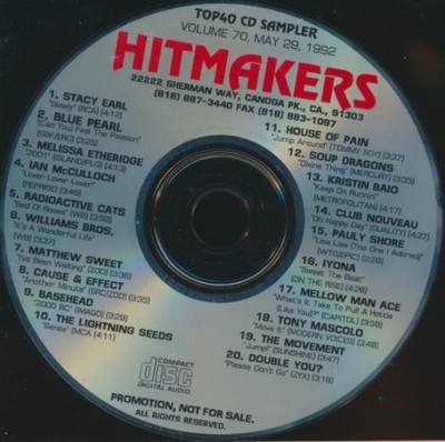 Hitmakers: Top 40 CD Sampler: May 29, 1992 Volume 70 PROMO MUSIC AUDIO CD rock!