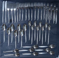 45 N.S.Co. STARETTE STAINLESS KNIVES FORKS SPOONS ICED TEA SPOONS COCKTAIL FORKS