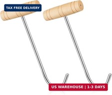 Moxweyeni 2 Pack Boot Hooks for Pulling on Boots, Wood Handles, No-bend Boot Pul