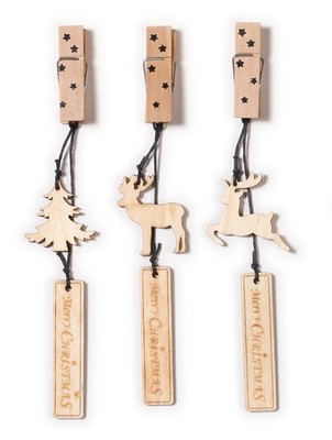 Clip Merry Christmas Naturally Elegant Rehe mit Baum Holz 20cm Weihnachten Neu