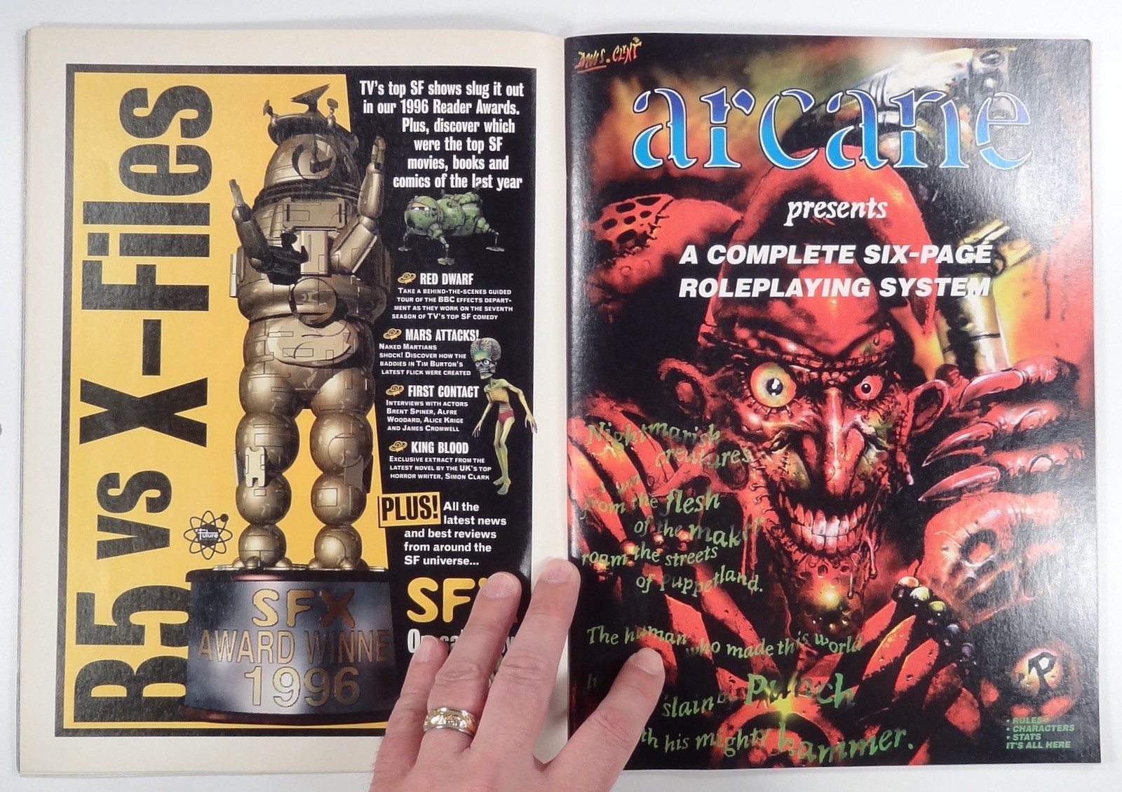 1997 Feb ARCANE UK All Genre TTRPG zine HORROR SYSTEM fantasy scenarios DEATH &c