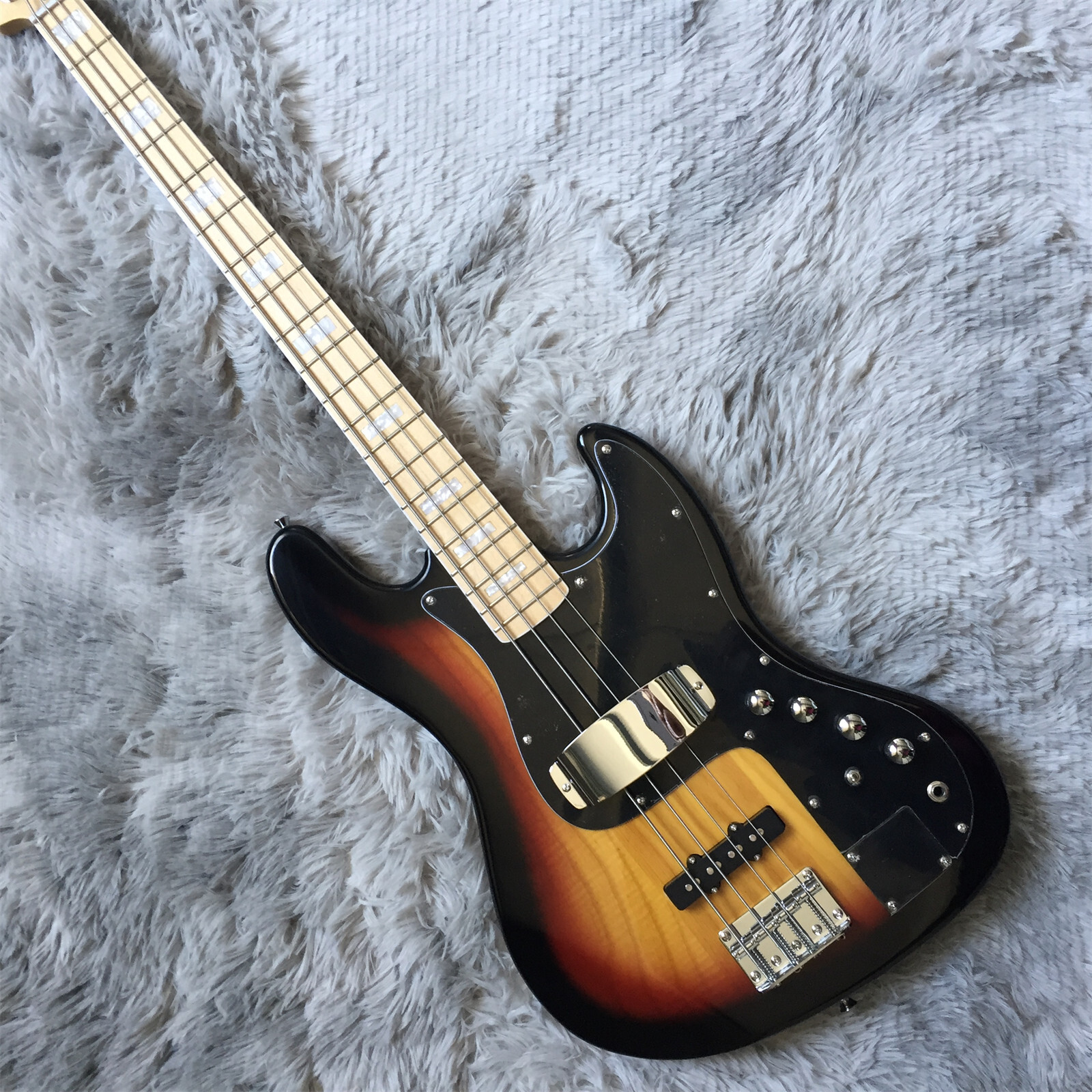 4 String Electric Guitar Sunburst Solid Body Chrome Hardware Maple ...