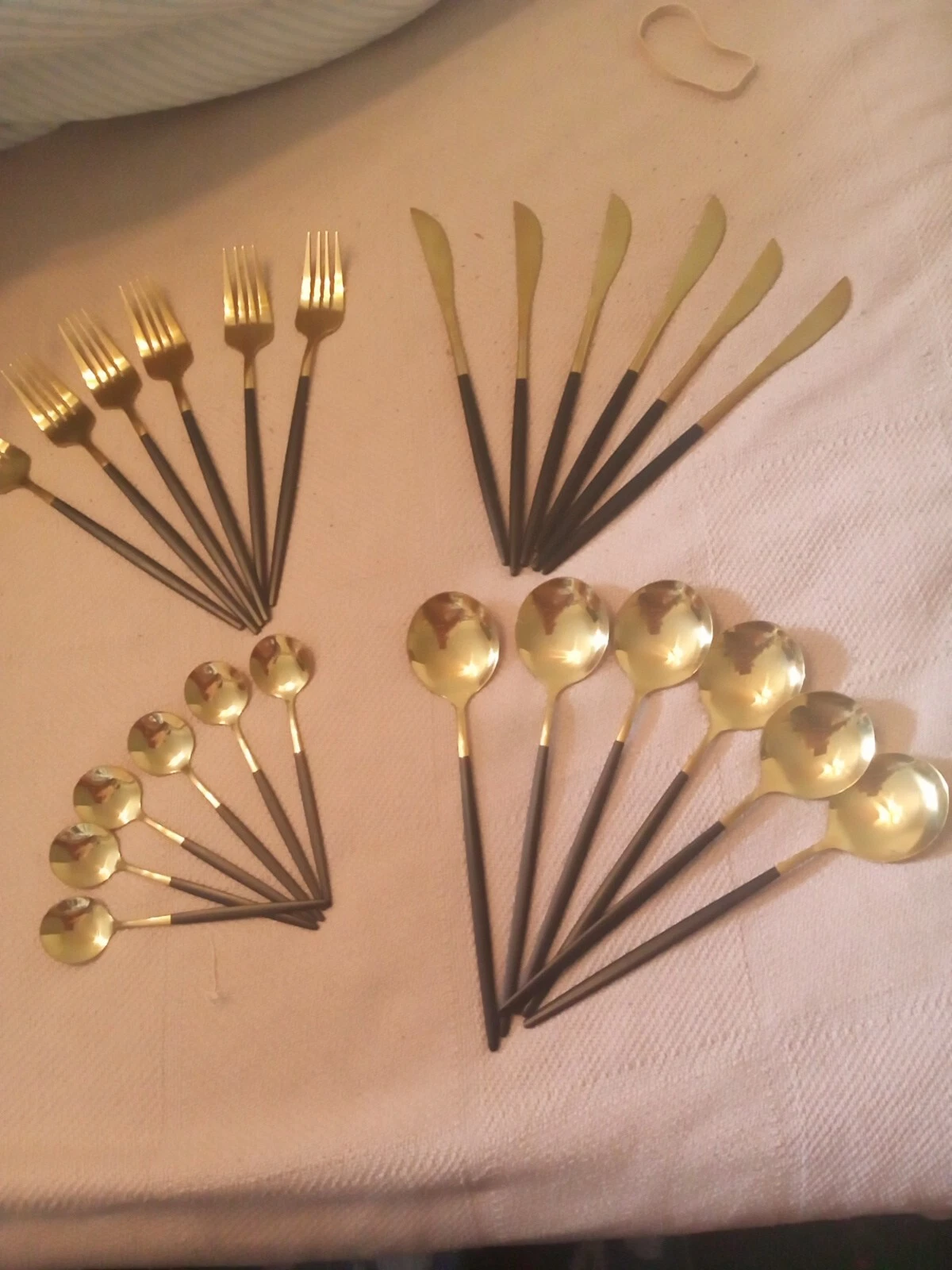 Goldtone Japanese Unique Style Flatware Serving Set 24 Pieces