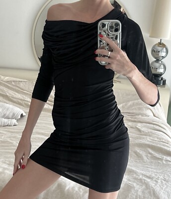 Roberto Cavalli Minimalist 90s Dress Black Cowl Small