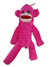 PINK SOCK MONKEY Soft Cozy Plush Squeaky Dog ...