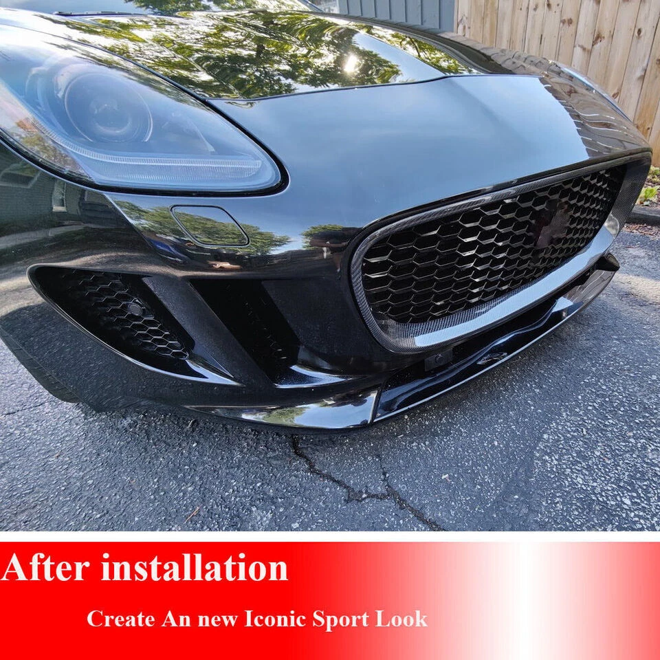 REAL CARBON Front Bumper Grill Grill Frame Cover Fit Para Jaguar F-type 2013-16 - Imagem 3 de 4