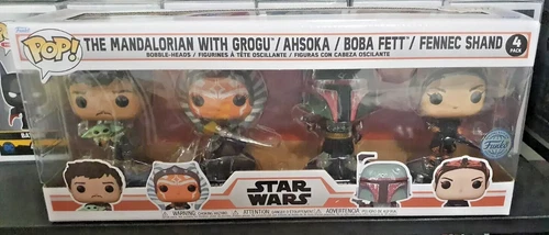 Star Wars 4 Pack Mandalorian Ahsoka Fett Shand Funko Pop Vinyls New in Mint Box