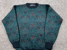 Peter England for Richman Bros. Geometric Sweater Adult Medium Dark Green Knit
