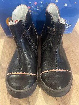 BELLAMY CHAUSSURES D'ANFANT CLARIS BROWN LEATHER ZIP UP ANKLE