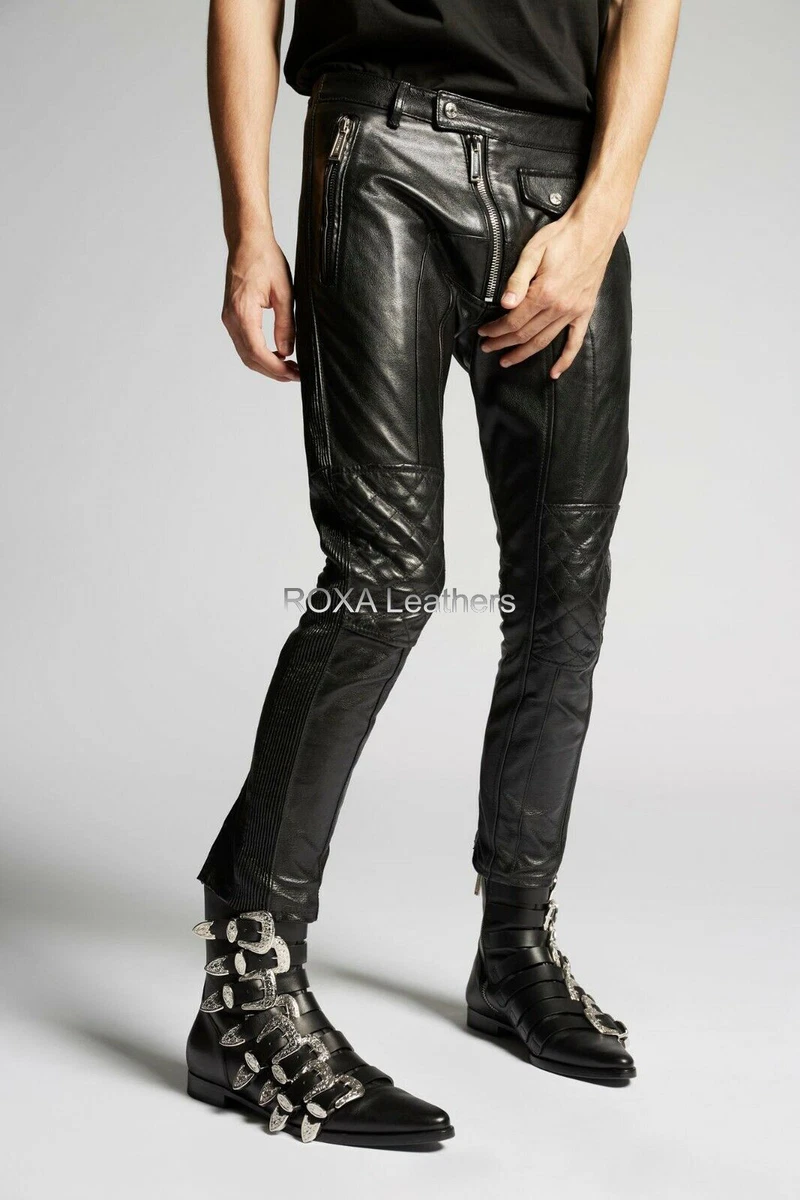 Designer leather pants mens deals