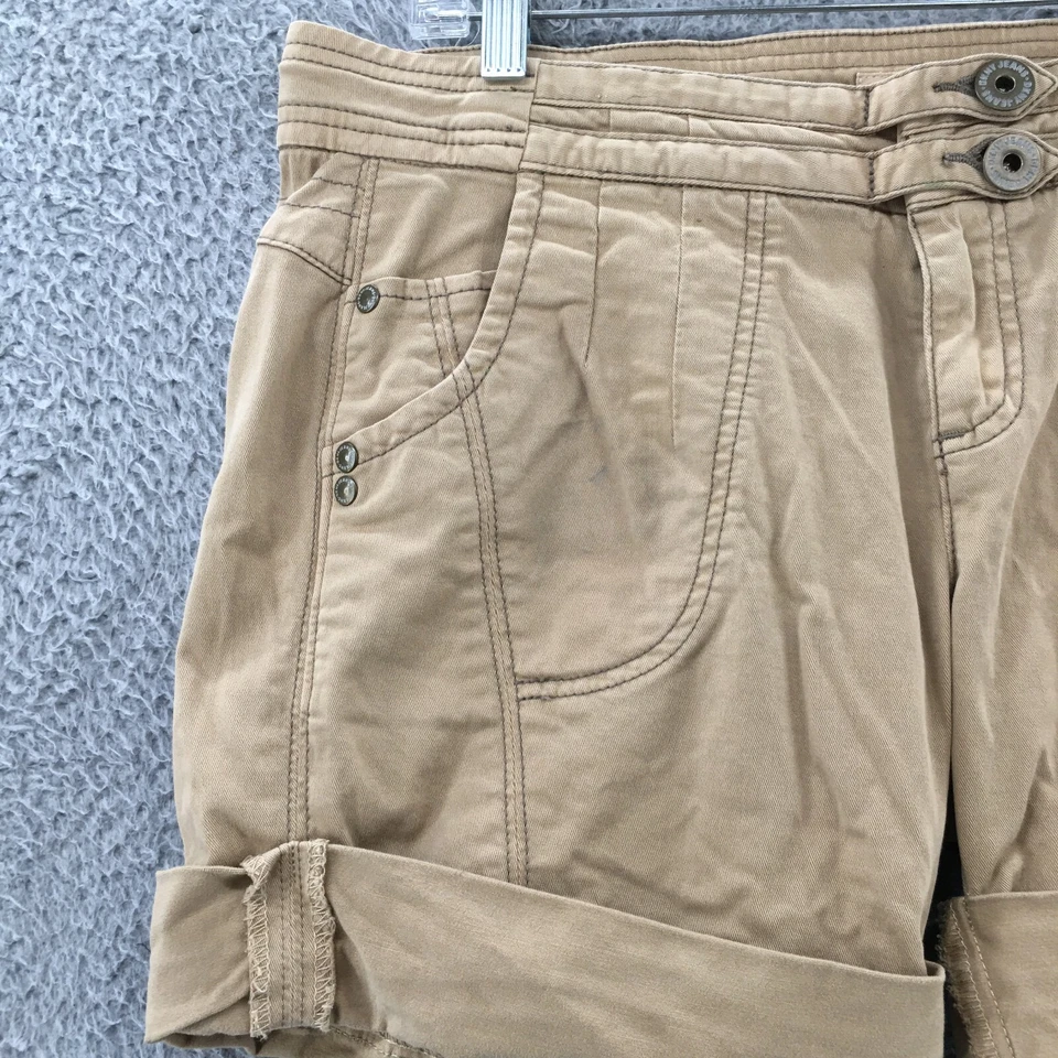 Шорты с манжетами женские DKNY 8 (фактические 35x5) коричневые со средней посадкой пуговицы с карманами для мух - Изображение 4 из 4