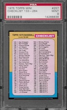 1975 Topps Baseball MINI #257 Checklist 133-264 PSA 9 MINT **ONLY 4 HIGHER**