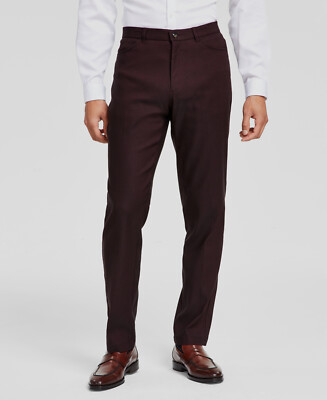 Tommy Hilfiger Men's Red Twill Modern-Fit Four-Pocket Dress Pants Size 33W 30L