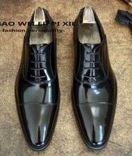 Mens Fashion British Square Toe Wing Tip Lace Up Leather Shoes Party Dress Shoes