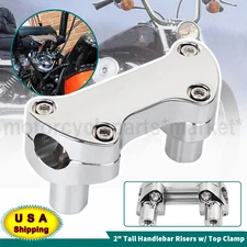 CNC Handlebar Risers Top Clamp 1" Bar 2" Tall For Harley Softail Road King Glide