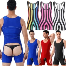 Mens Sexy Wrestling Singlet Boxer Bodysuit Weight Lifting Jumpsuit Underwear