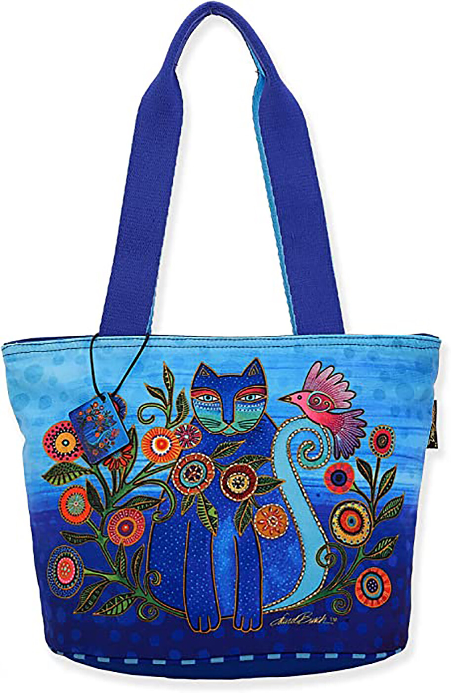 Сумка-тоут Sun N Sand Laurel Burch Cerulean Cat среднего размера, стильная сумочка-портмоне синего цвета