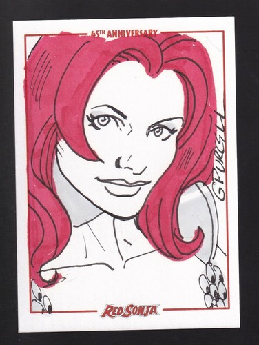 Red Sonja 45th Anniversary 2018 Signed Color Sketch Card Gordon Purcell