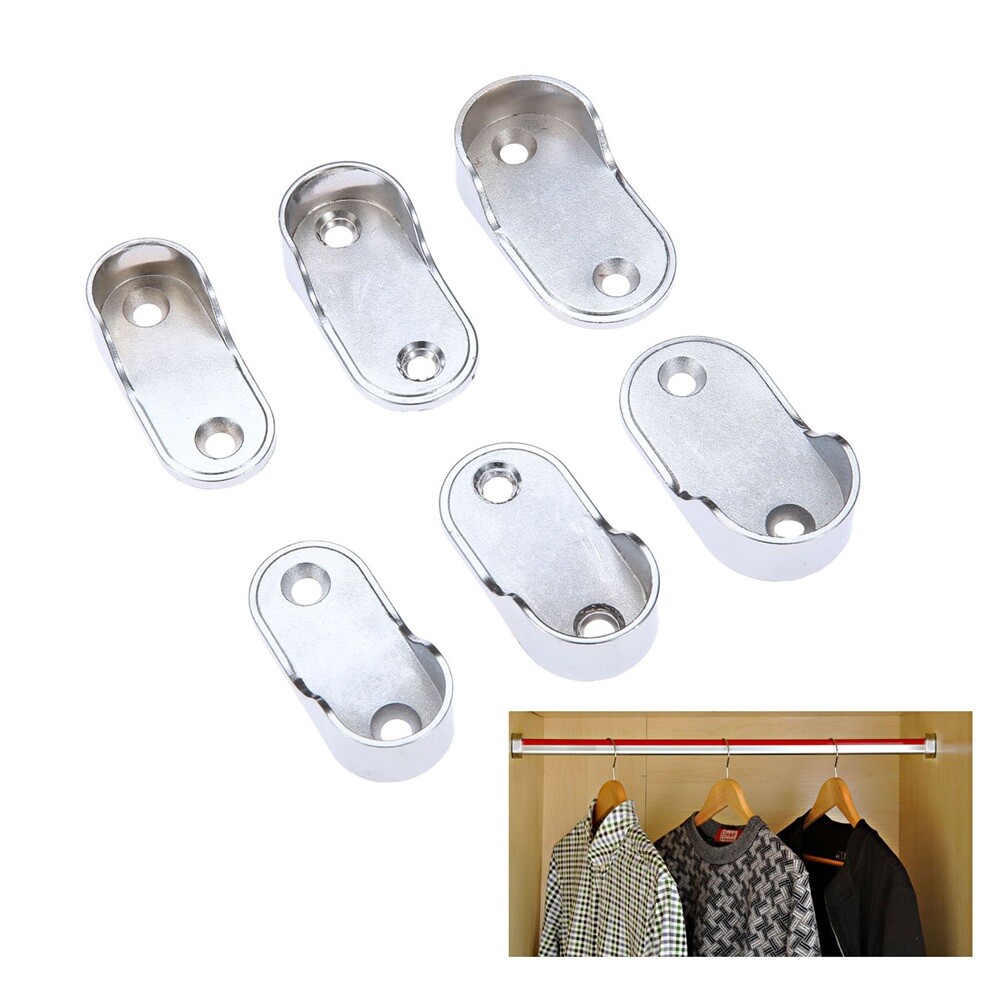 2pcs Wardrobe Closet Tube Rod Pole Support Rail Bracket Wall Mount Holder 3 Size-image