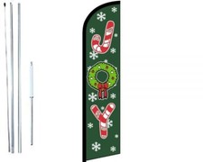 Joy Candy Cane Windless Swooper Flag With Complete Hybrid Pole set
