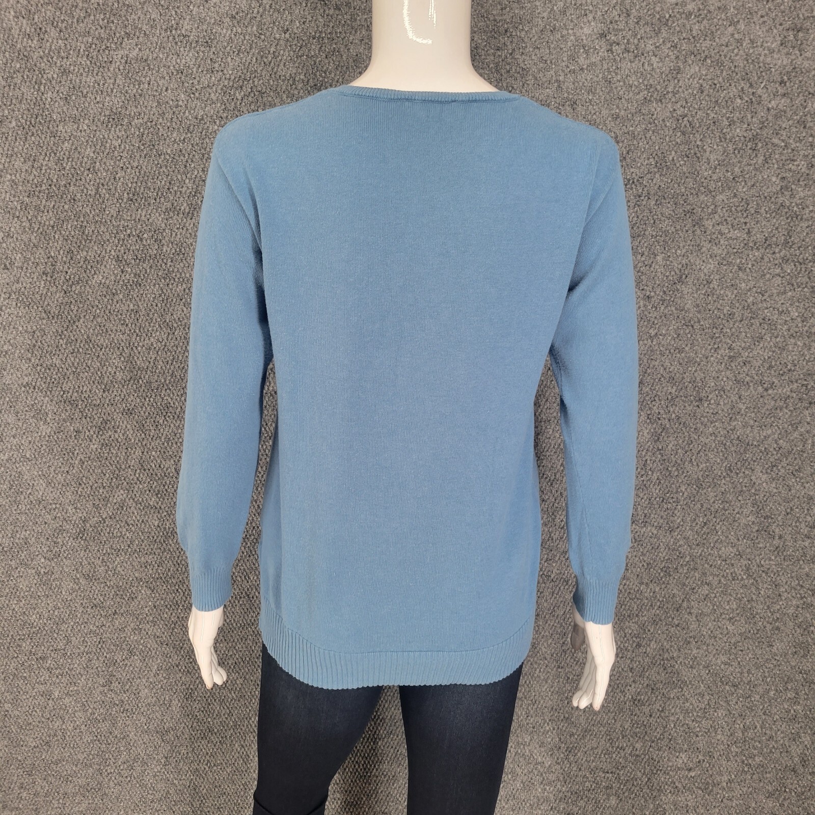 Womens Sweater XX-Small Sz Blue Cotton Rayon Casual Modern Top w Scarf Set