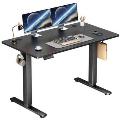 Electric Standing Desk Height Adjustable 40x24 Inch black color.