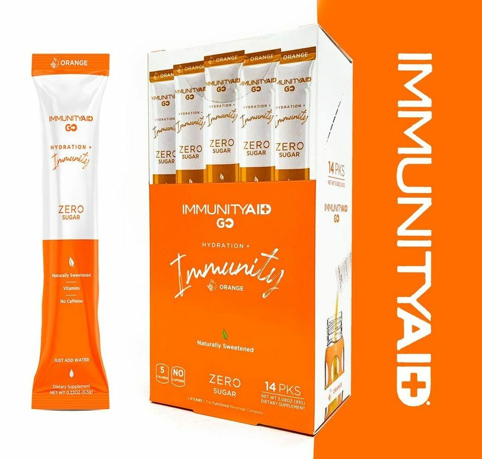 IMMUNITYAID GO Zero Sugar Immunity + Hydration, Vit C, D3 Echinacea