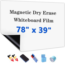 Magnetic Whiteboard Film 78"x39" - Self-Adhesive Dry Erase Board Set