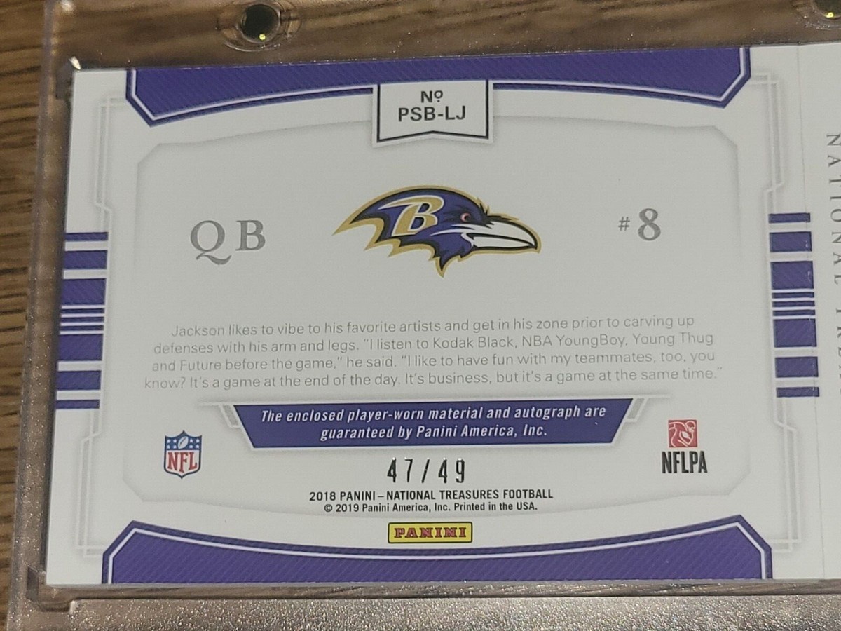 Lamar Jackson 2018 National Treasures PRIME Signatures Patch Auto