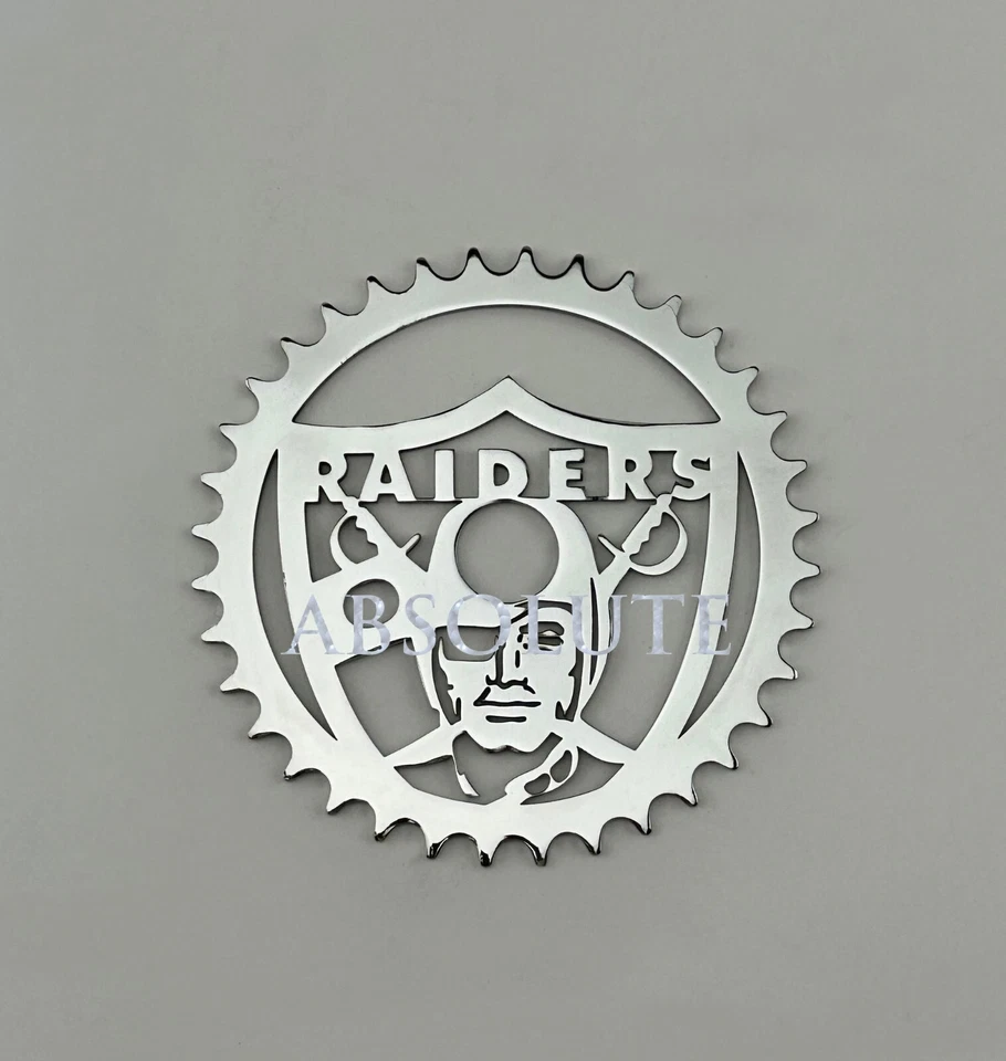ABSOLUTE LOWRIDER CUSTOM LASER CUT RAIDERS DESIGN 36T SPROCKET FOR ALL SIZE BIKE.