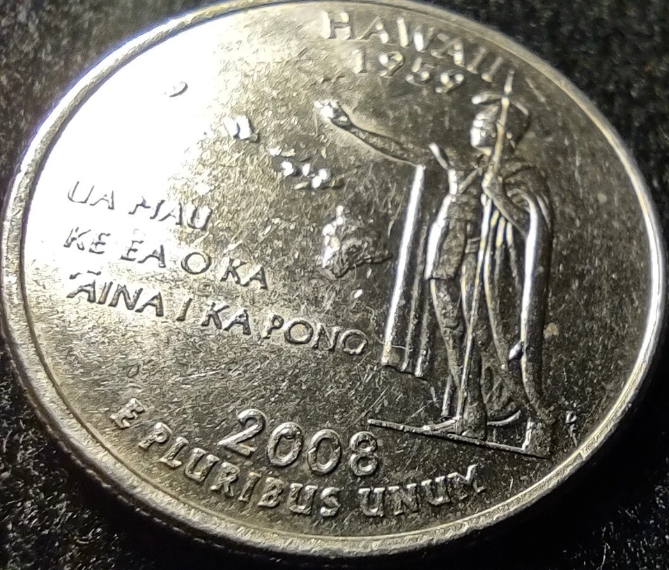 2008 P Hawaii State Quarter With Speared Monarch Die Break  On The Calf   - Image 4 of 4