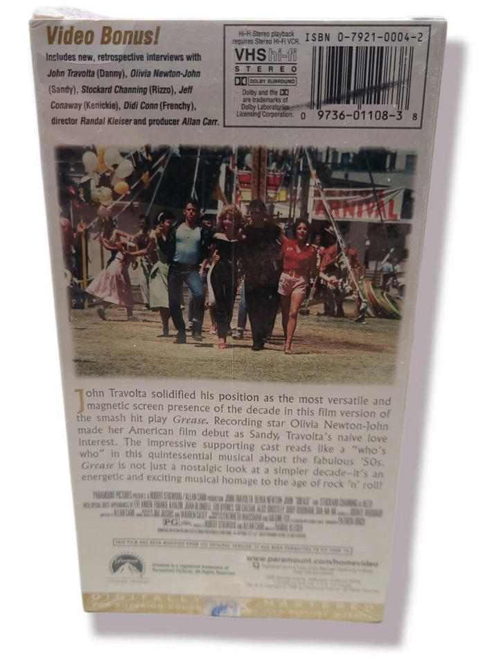 1998 GREASE VHS SEALED Movie 20th Anniversary Edition - OLIVIA NEWTON- JOHN - Image 3 of 4