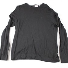 Calvin Klein Sweater Mens Medium Italian Merino Wool Pullover Black Long Sleeve