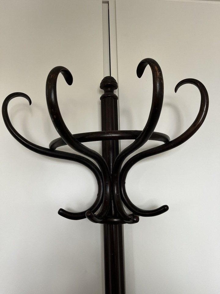 Antique Bentwood Coat Hat Umbrella Stand Rare flat back to go against a