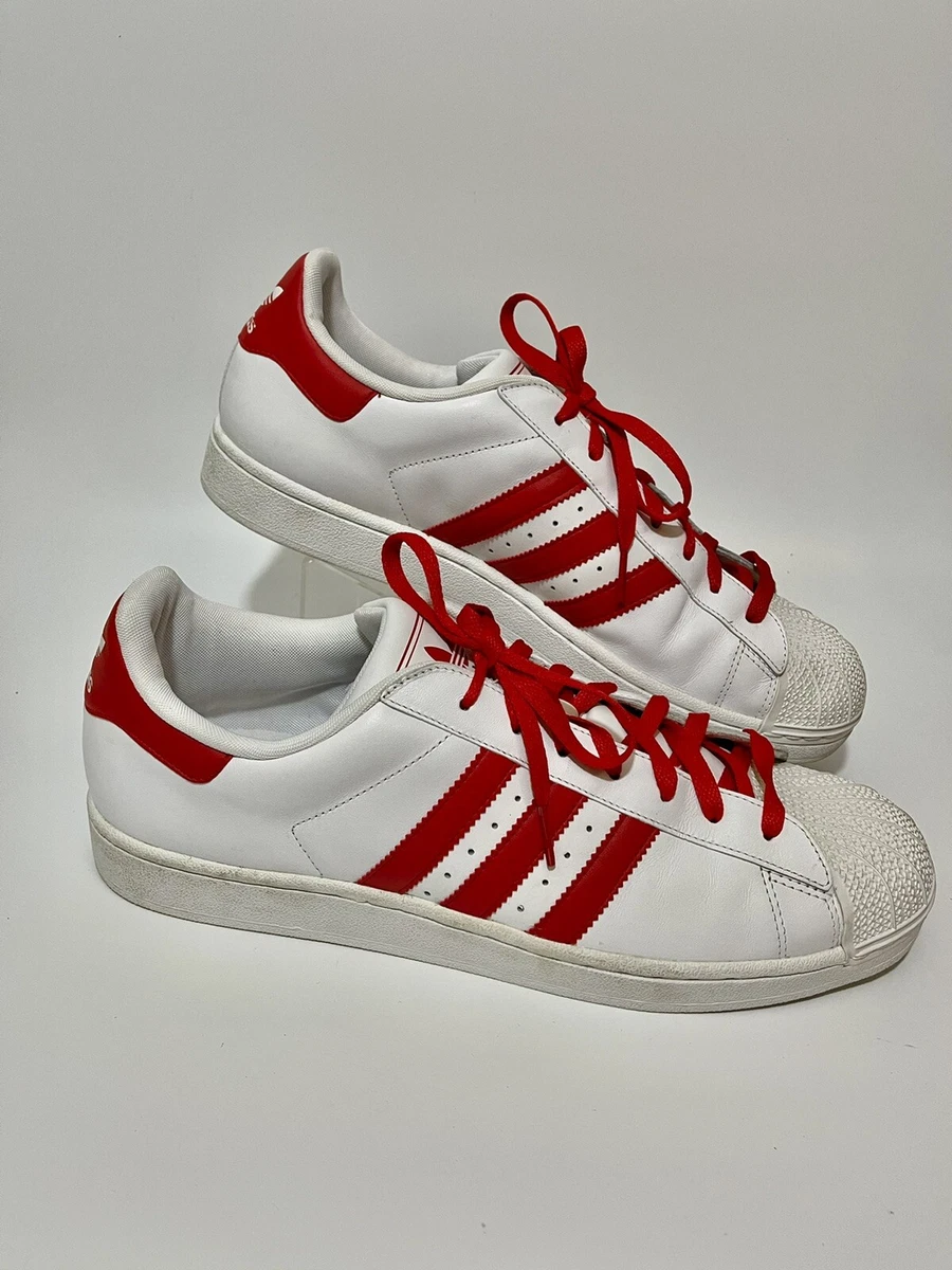 Hobart vertaler mezelf Adidas Men's PWI 001001 White Red Leather Sneakers Shoes Size US 13 | eBay