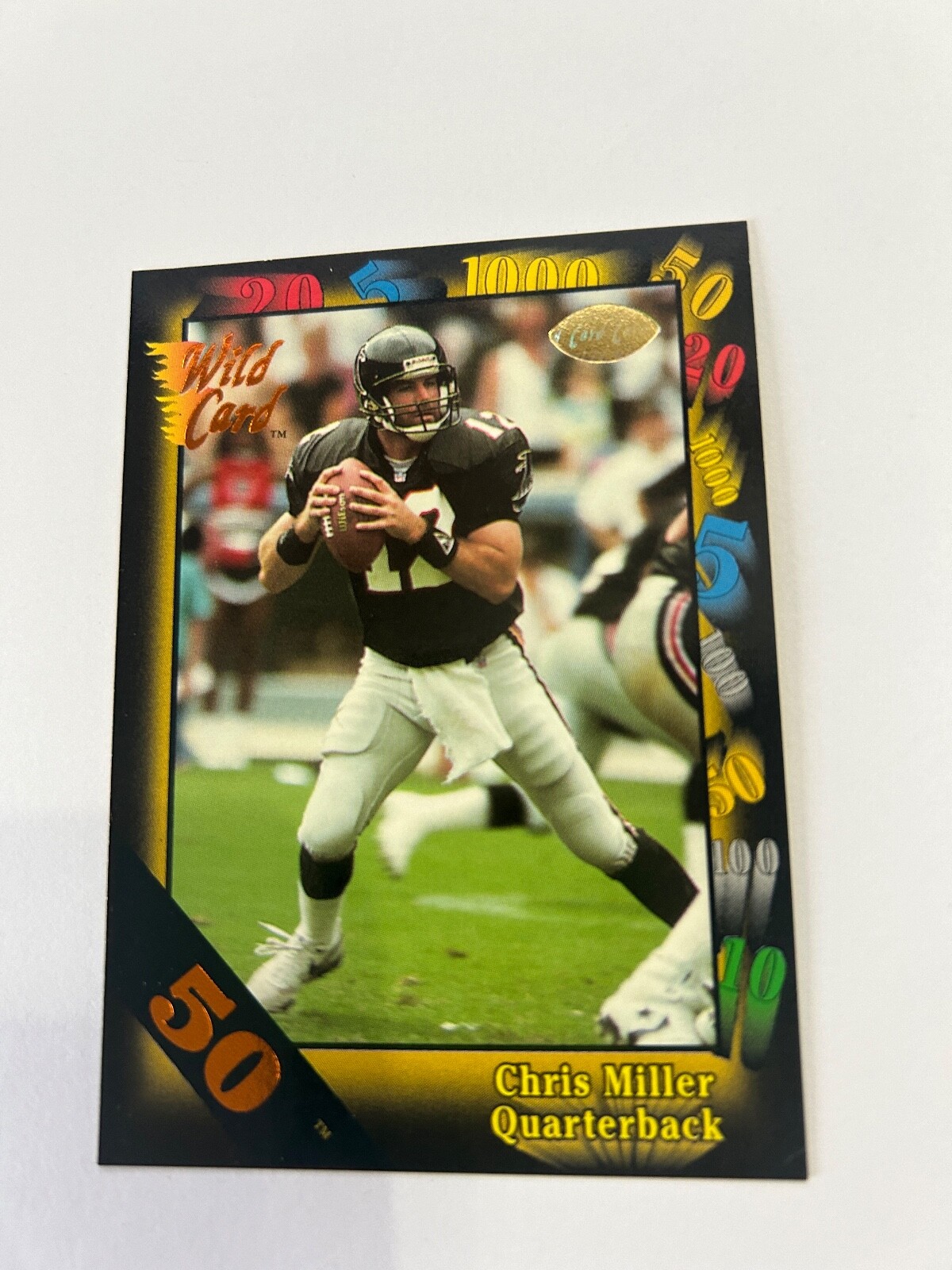 1991 WILD CARD 50 STRIPE CHRIS MILLER #123 FALCONS