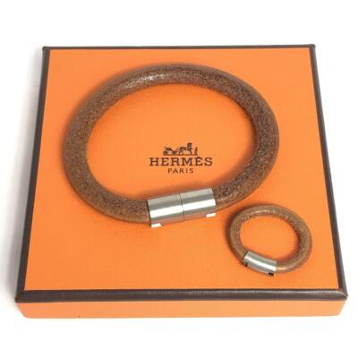 HERMES IOTA Leather Bangle and Ring Set with H Hardware 6.26 HERMES IOTA Leather Bangle and Ring Set with H Hardware 6.26