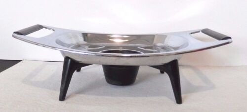Mid Century Modern Chafing Base Holds 6.5" sq Dish Chrome Stainless Design - Picture 1 of 11